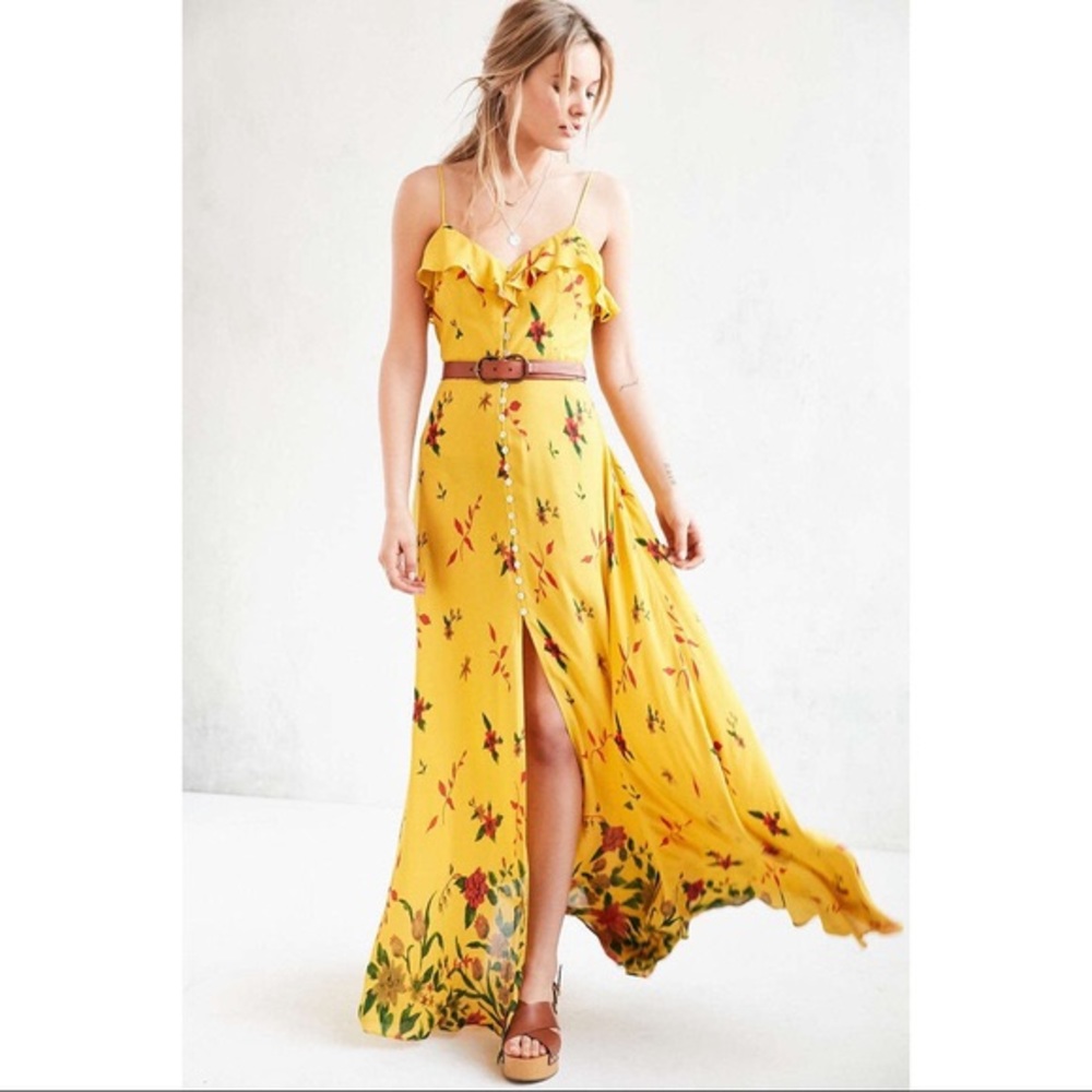 Kimchi Blue La Playa Button Down Maxi Yellow